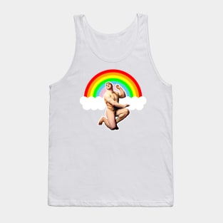 Athletic boy kneeling and on LGBT rainbow Tank Top